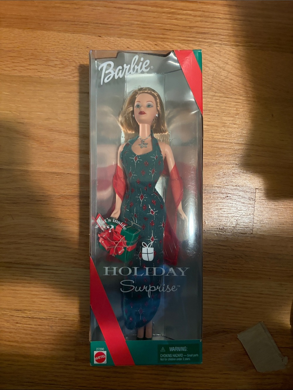 2000 Barbie Holiday Surprise Doll in Green Dress with Red Accents - Barbie